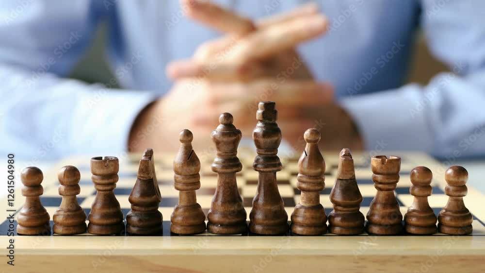 custom made wallpaper toronto digitalbusiness man with chess pieces on wooden chessboard. Strategy idea Competition leadership checkmate