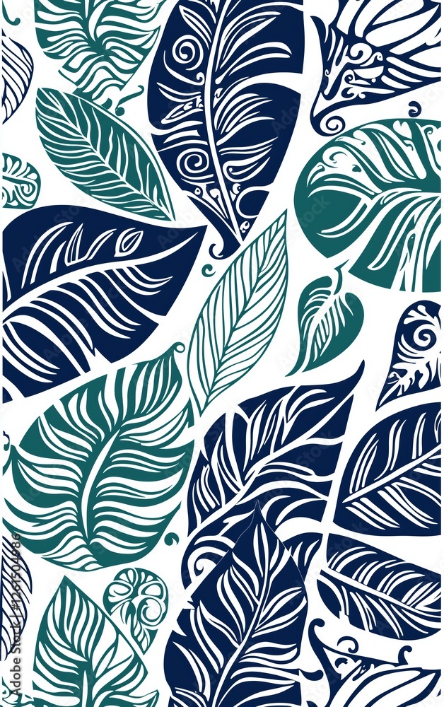 intricate feather and swirl pattern, abstract decorative design