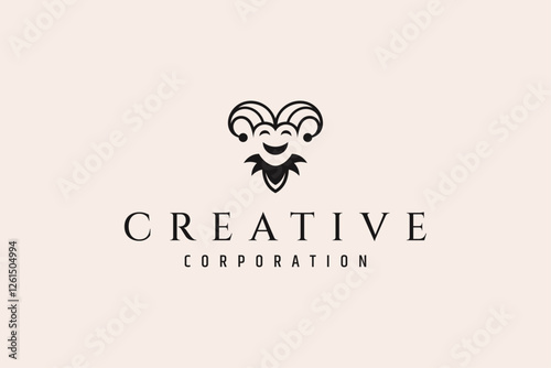 smiling clown face logo in flat design style