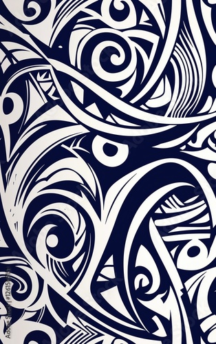 Obraz na płótnie abstract tribal pattern in black and white, intricate decorative design w salonie