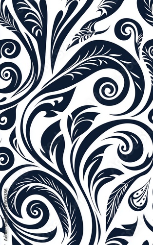 Obraz na płótnie intricate black and white feather pattern, abstract decorative design w salonie