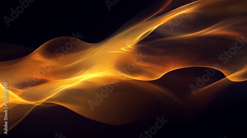Abstract dynamic golden waves animation with glowing lines on a dark background