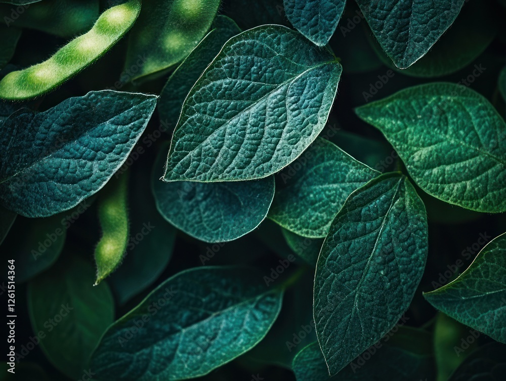 Fototapeta premium edamame with zoomed in view showing pods' texture and vibrant color