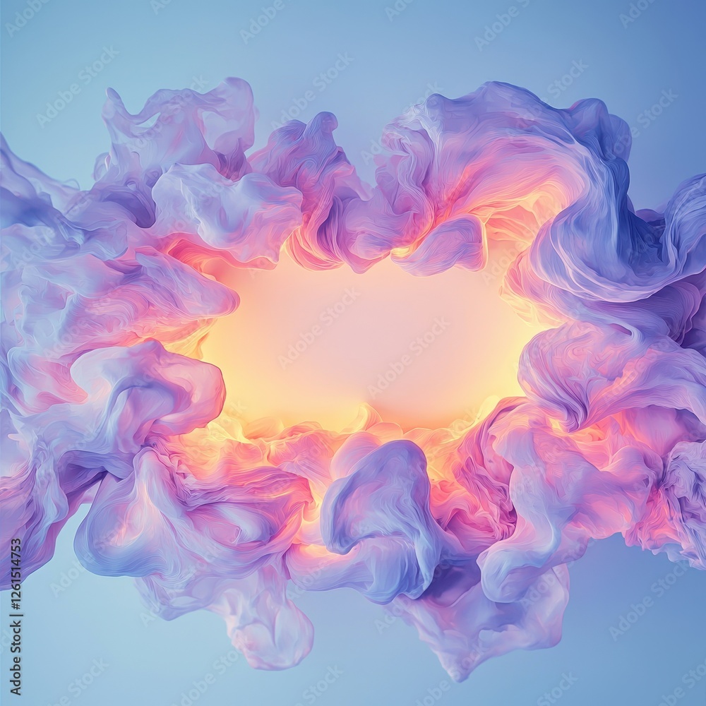 Fototapeta premium A vibrant swirl of colorful smoke forms a dynamic heart shape, radiating warmth and creativity against a soft background.