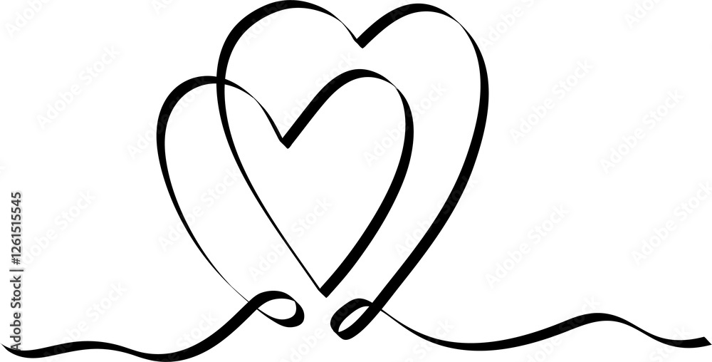 Set of heart ribbons. Element for design