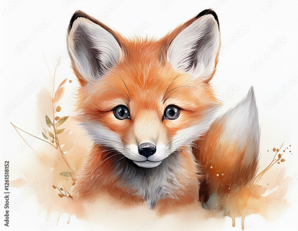 Fototapeta premium Fuchs, weißer Hintergrund