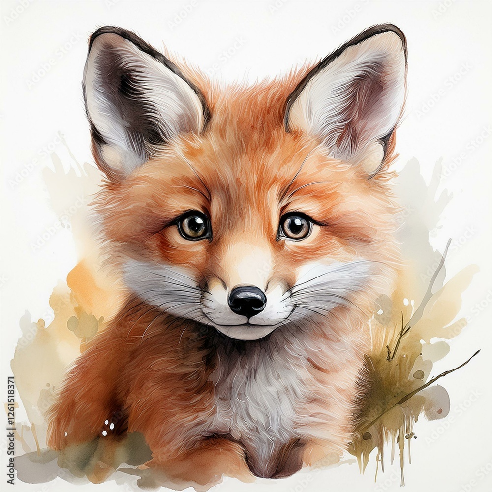 Obraz premium Fuchs, weißer Hintergrund