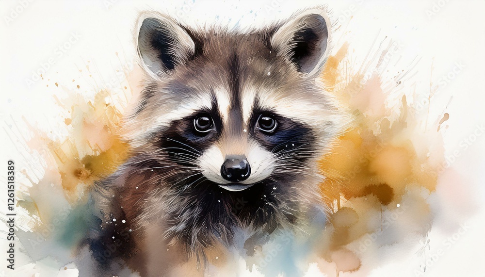 Obraz premium Waschbär, weißer Hintergrund