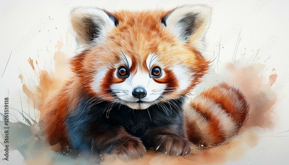 Obraz premium Roter Pandabär, weißer Hintergrund