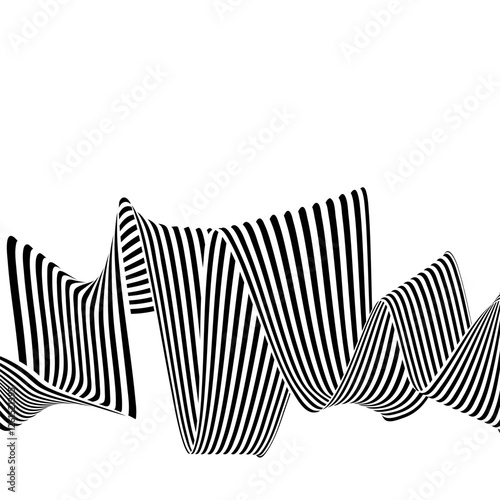 Abstract background with wave lines. Dynamic abstract vector design. 3D optical illusion- line art. Eps 10