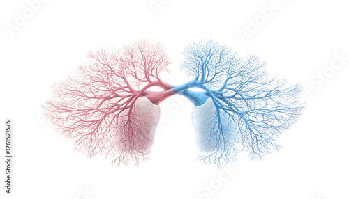 Exploring respiratory health lungs with vascular tree visualization medical art digital environment educational concept photo