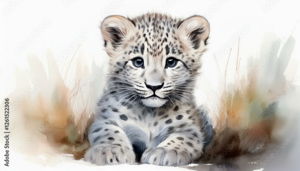Fototapeta premium Leopard, weißer Hintergrund
