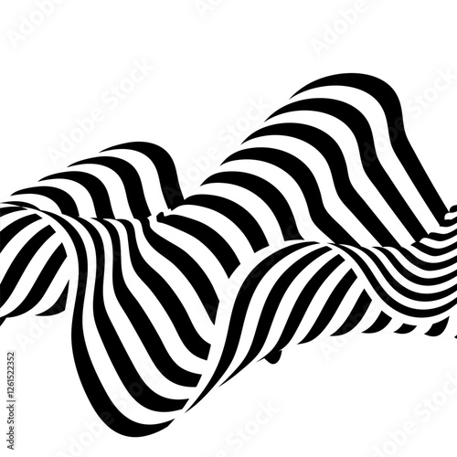 Abstract wave background, black and white wavy stripes or lines design.