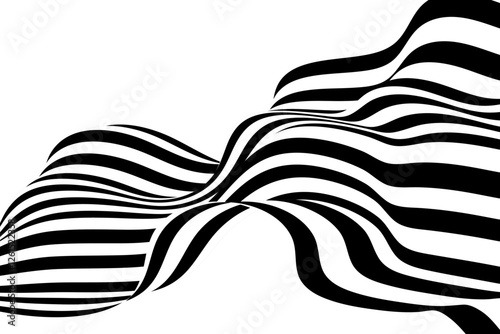 Abstract stripes black and white wave line background optical art. Vector illustration.