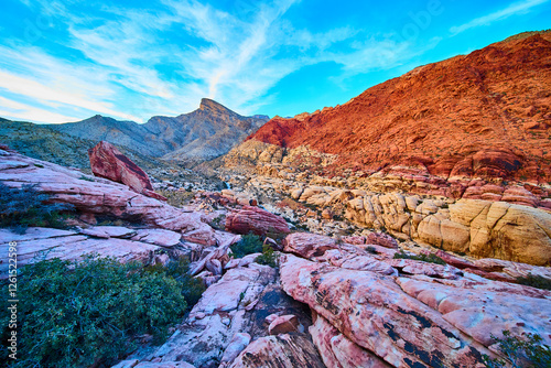 Red Rock Canyon Sandstone Formations at Golden Hour Eye-Level View