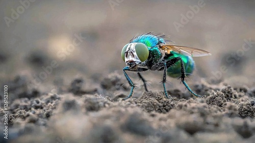 Vibrant Green Fly Closeup: A Stunning Macro Photograph of Insect in Nature