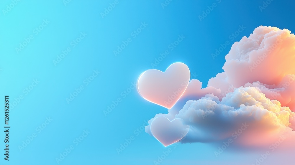 Two Hearts Shaped Clouds in a Blue Sky
