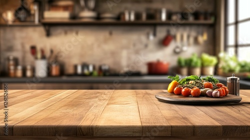 Rustic Kitchen Table with Fresh Vegetables and Herbs