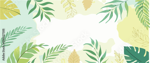 Floral decorative frame with different flowers and plants, summer design, vector background.
