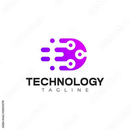 Dynamic Technology Logo - Purple Digital Circuit Design and Modern Tech Concept Vector Design