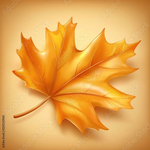 Vibrant Orange Maple Leaf Isolated on Warm Background