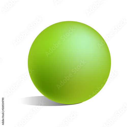 Green gradient sphere. Glossy spherical object. Circular shaded ball. 3D dimensional element.