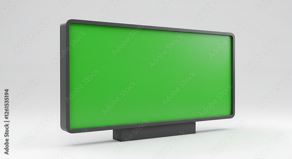 Blank Green Screen Mockup for Advertising or Product Placement Display Blank Green Screen Mockup for Advertising or Product Placement Display