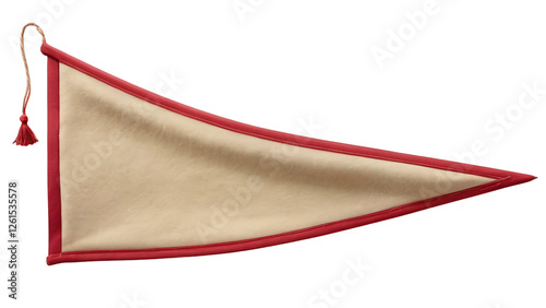 Blank Beige Pennant with Red Border Perfect for Customization