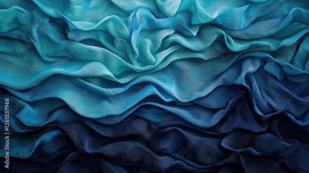 Obraz premium Abstract Blue Fabric Texture: Serene Shades of Teal, Azure, and Navy