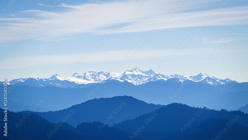 Obraz premium Serene Blue Mountain Range Landscape