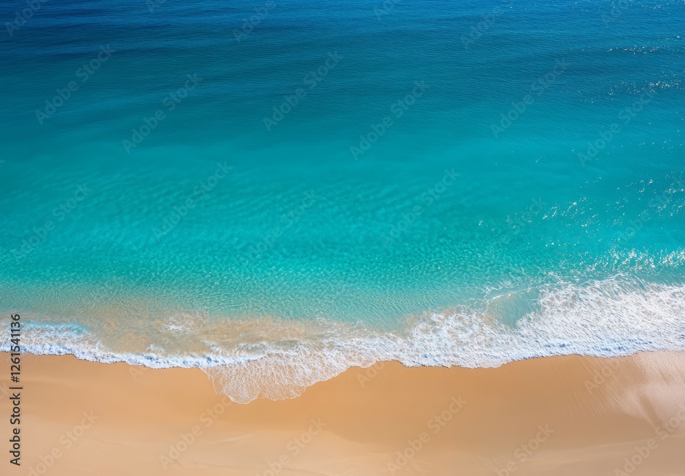 Aerial View of Turquoise Ocean Meeting Sandy Beach Aerial View of Turquoise Ocean Meeting Sandy Beach