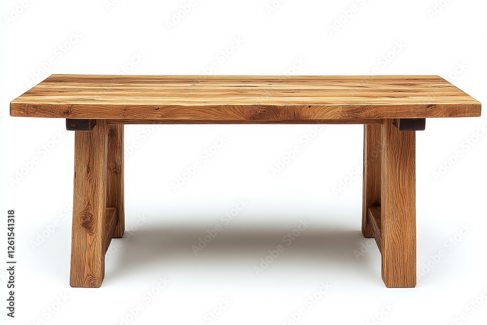 Modern Solid Oak Dining Table Isolated On White Background. Elegant Furniture Design For Contemporary Home Decor. Modern Solid Oak Dining Table Isolated On White Background. Elegant Furniture Design For Contemporary Home Decor.