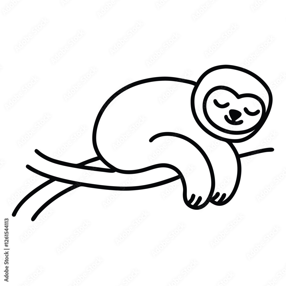 Sloth Sleeping on Tree Branch Cute and Relaxing Vector Illustration Sloth Sleeping on Tree Branch Cute and Relaxing Vector Illustration