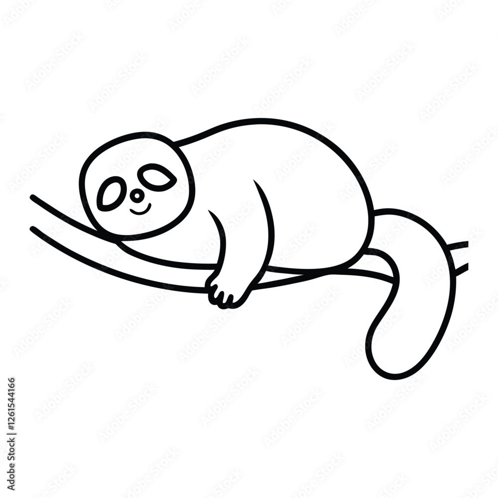 Sloth Sleeping on Tree Branch Cute and Relaxing Vector Illustration Sloth Sleeping on Tree Branch Cute and Relaxing Vector Illustration