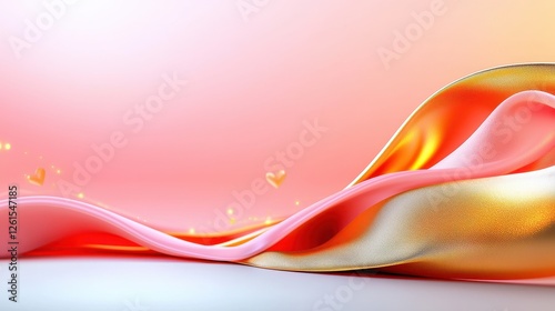 Pink and Gold Fabric Waves Abstract Design