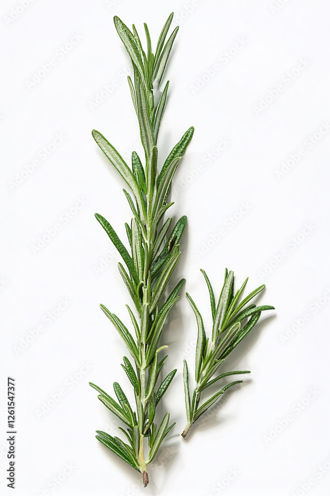 fresh green rosemary isolated on white background, top view fresh green rosemary isolated on white background, top view