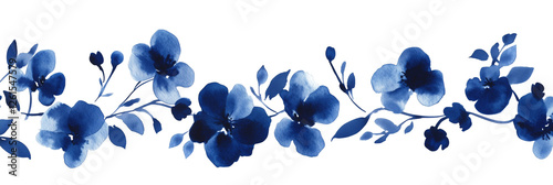 dark indigo blue flowers isolated on white, transparent png