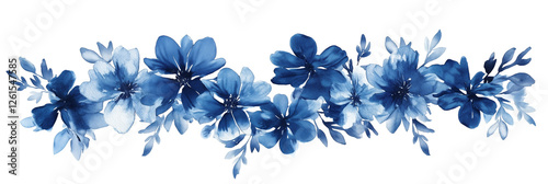blue flowers isolated on white, transparent png