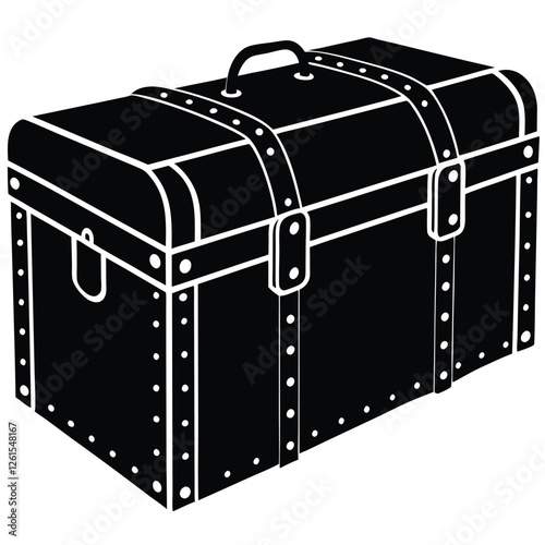 Vintage Steamer Trunk with Leather Straps and Metal Accents