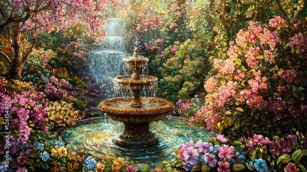 Serene Garden Fountain: A Springtime Oasis Serene Garden Fountain: A Springtime Oasis