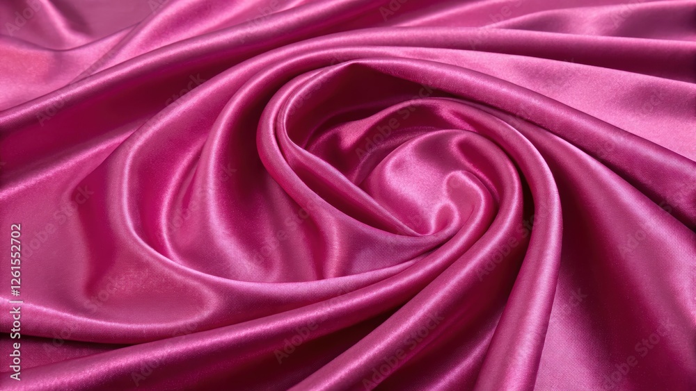Fototapeta premium Shiny pink fabric draped in folds.