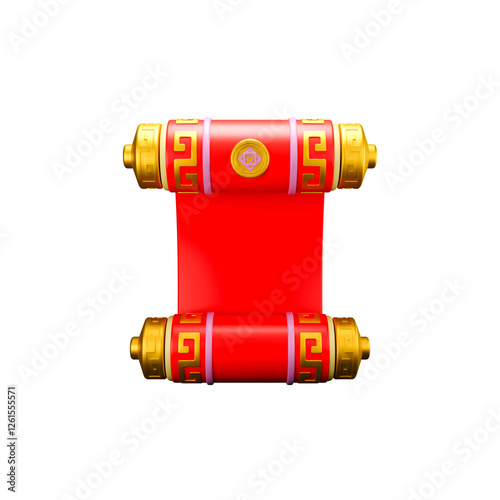 3d rendering icon illustration red Chinesse  scrool angle 1 photo