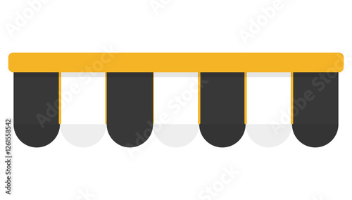 Flat icon of awning on cafe isolated on white background.