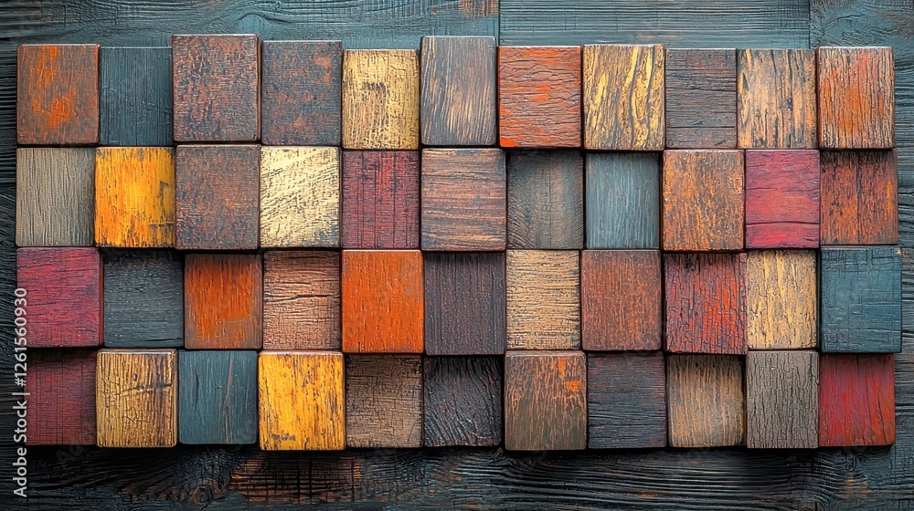 Rustic Wooden Blocks Wall Texture: Dark Brown Abstract Background Rustic Wooden Blocks Wall Texture: Dark Brown Abstract Background