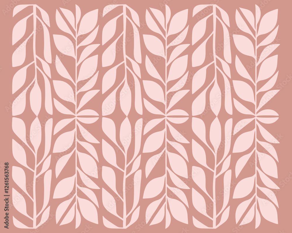 Fototapeta premium Neutral plant linear leaf vintage patternillustration vector layout fabric textile print art editable
