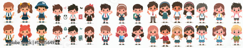 vector of children wearing school uniforms