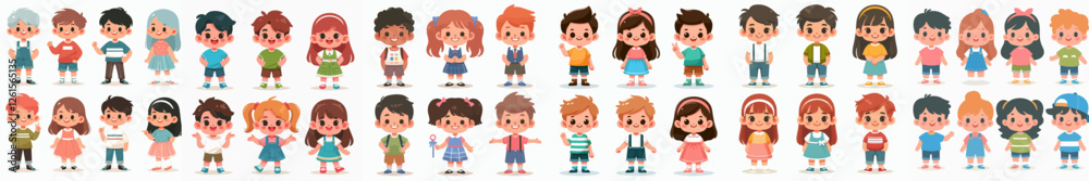 vector of kids wearing casual clothes vector of kids wearing casual clothes