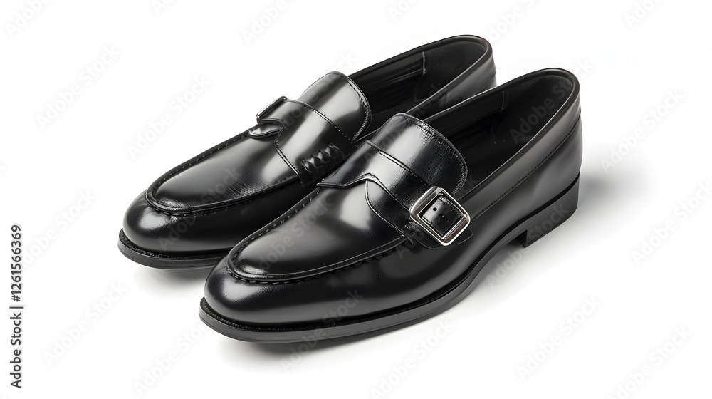 Exquisite Black Leather Loafers with Silver Buckle Embodying Elegance and Luxury Exquisite Black Leather Loafers with Silver Buckle Embodying Elegance and Luxury