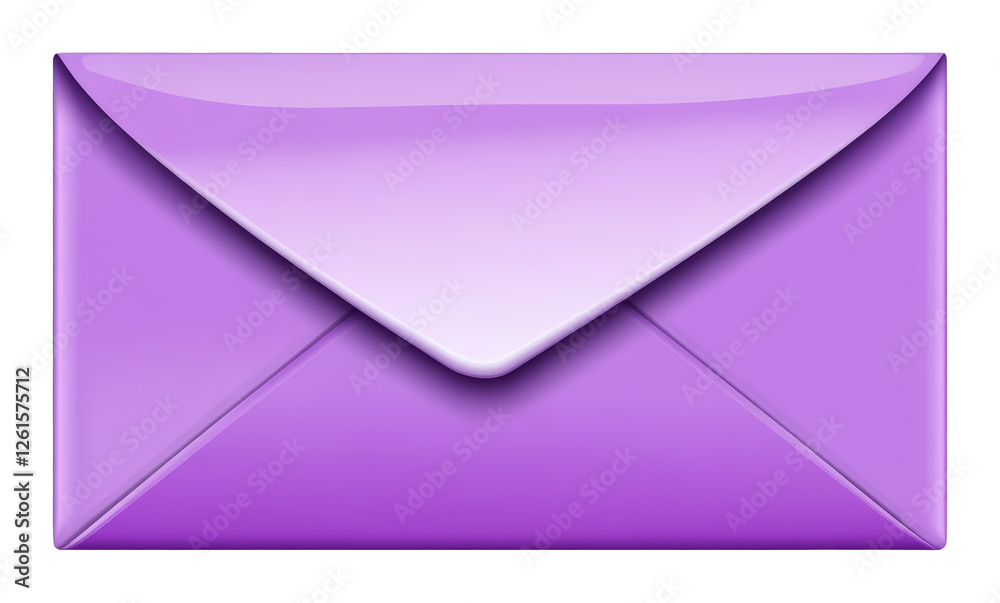 Purple envelope icon, glossy digital illustration. Modern communication and message concept Purple envelope icon, glossy digital illustration. Modern communication and message concept