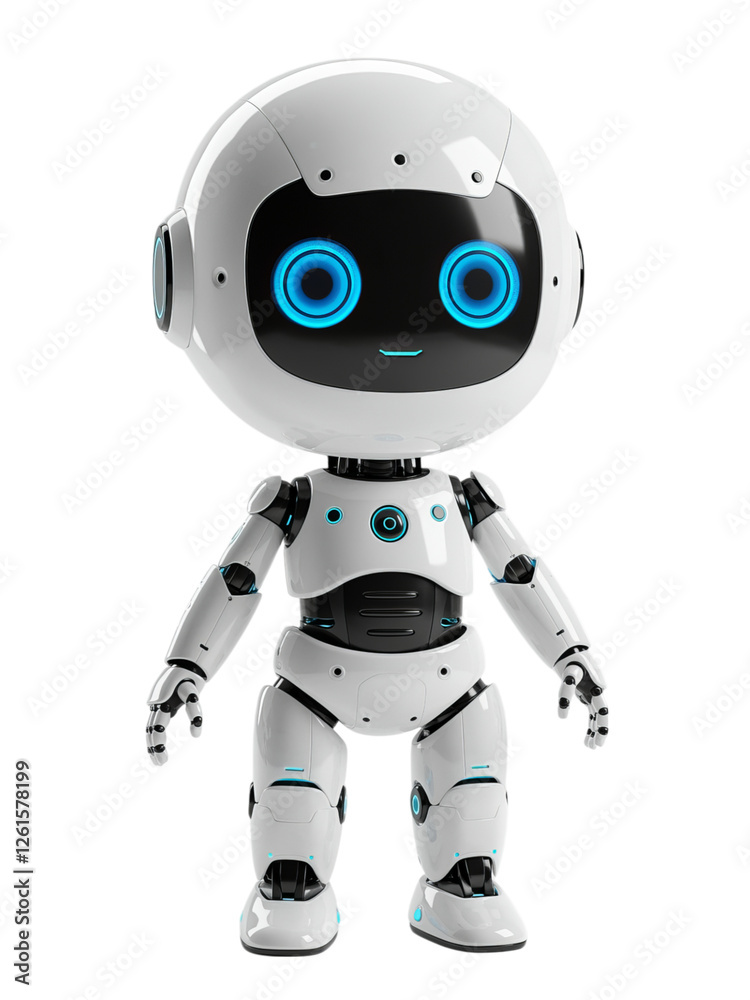 Cute robot character standing against a white background Cute robot character standing against a white background